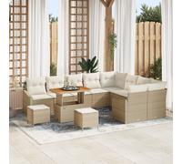 Ensemble De Canap'de Jardin Vidaxl De 12 Pièces En Beige Poly Rattan Acacia Avec Coussins, Ensemble De Salle À Manger De Jardin Vidaxl De 3 Pièces En Beige Poly Rattan Acacia Avec Coussins, Canap'de J