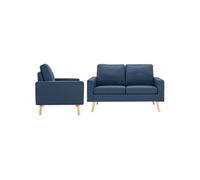 vidaXL Ensemble de Canapé 2 pcs Tissu Bleu