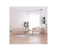 vidaXL Ensemble de canapé 2 pcs Tissu Crème