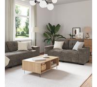 Ensemble de canapé 3 pièces avec coussins en simili cuir gris foncé