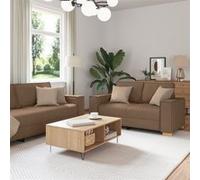 vidaXL Ensemble de canapé 3 pièces avec Coussins en Tissu Marron