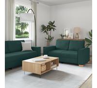 Ensemble de canapé 3 pièces avec coussins en tissu vert foncé