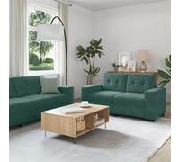 Ensemble de canapé 3 pièces avec coussins en velours vert foncé