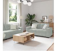 Ensemble de canapé 3 pièces - Velours gris clair - 6 places - Style contemporain - Confort moelleux