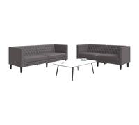 vidaXL Ensemble de canapé Chesterfield 2 pcs gris similicuir