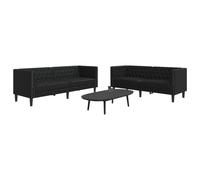 vidaXL Ensemble de canapé Chesterfield 3 pièces noir en similicuir