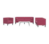 Canape droit vidaxl 3 places en velours rouge 74.5 x 174 x 70.5 cm rouge G