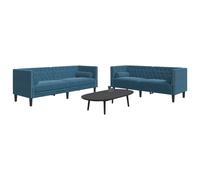 vidaXL Ensemble de canapé Chesterfield et traversins 2pcs bleu velours, canapé, siège de canapé, canapé relax, canapé 3209299