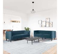 2-delige Loungeset Chesterfield met bolsters fluweel blauw3209299