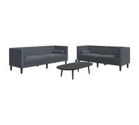 vidaXL Ensemble de canapé Chesterfield et traversins 2 pcs Gris foncé multicolore