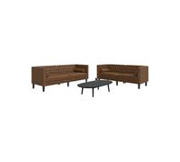vidaXL Ensemble de canapé Chesterfield et traversins 2 pcs Marron, canapé, siège de canapé, canapé Relax, canapé Confort, Fauteuil TV