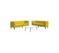Ensemble de canapé Chesterfield et traversins 2 pcs velours