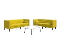 Ensemble de canapé Chesterfield et traversins 2 pcs velours Jaune G