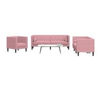 Vidaxl Ensemble De Canapé Chesterfield Et Traversins 2pcs Rose Velours