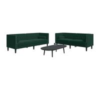 vidaXL Ensemble de canapé Chesterfield 2 pcs avec traversins – Vert foncé