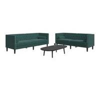 vidaXL Ensemble de canapé Chesterfield 2 pcs avec traversins – Vert foncé