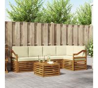 vidaXL Ensembles de canapés avec Coussin 6 pcs Naturel et Beige, Canapés Modernes pour l'extérieur, mobilier Durable, Confort Ultime pour Jardin et terrasse