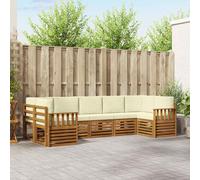 vidaXL Ensembles de canapés avec Coussin 7 pcs Naturel et Beige, Ensemble de Meubles de Jardin en Acacia, canapé Moderne, sièges stylés, Salon modulable, au Bord de la Piscine