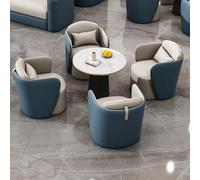 Ensemble de canapé de Bureau Moderne de Luxe avec Table Basse en marbre, Simili Cuir et éponge Haute densité, sectionnel modulaire for Zone de réception, Salle d'attente, Salon d'hôtel(Blue,A)