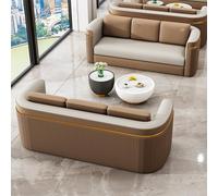 Ensemble de canapé de Bureau Moderne de Luxe avec Table Basse en marbre, Simili Cuir et éponge Haute densité, sectionnel modulaire for Zone de réception, Salle d'attente, Salon d'hôtel(Brown,C)