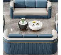 Ensemble de canapé de Bureau Moderne de Luxe avec Table Basse en marbre, Simili Cuir et éponge Haute densité, sectionnel modulaire for Zone de réception, Salle d'attente, Salon d'hôtel(Blue,C)