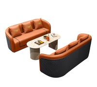 Ensemble de canapé de Conversation en Cuir de Luxe Moderne, Ensemble de Meubles de Chaise d'appoint rembourrés et matelassés pour Le Hall de l'hôtel, Le Bureau de Vente immobilière(Orange,7)