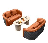 Ensemble de canapé de Conversation en Cuir de Luxe Moderne, Ensemble de Meubles de Chaise d'appoint rembourrés et matelassés pour Le Hall de l'hôtel, Le Bureau de Vente immobilière(Orange,6)