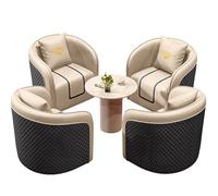 Ensemble de canapé de Conversation en Cuir de Luxe Moderne, Ensemble de Meubles de Chaise d'appoint rembourrés et matelassés pour Le Hall de l'hôtel, Le Bureau de Vente immobilière(White,5)