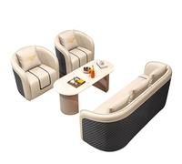 Ensemble de canapé de Conversation en Cuir de Luxe Moderne, Ensemble de Meubles de Chaise d'appoint rembourrés et matelassés pour Le Hall de l'hôtel, Le Bureau de Vente immobilière(White,8)