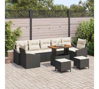Ensemble De Canapé De Jardin De 10 Pièces Avec Coussins Beige En Rotin Synthétique Acacia