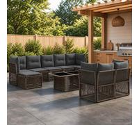 Ensemble de canapé de jardin 10 pc polyrotin Transat en rotin poly vidaXL vidaXL