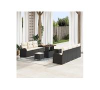 Ensemble de canapé de jardin 10 pcs Noir Poly rotin, Jardin et Terrasse, Ensemble Modular en Rattan, Pieds Réglables, 3362360