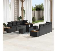 Ensemble De Canapés De Jardin 11 Pièces Avec Coussins Beige Rattan Acacia, Canapé De Jardin 2 Places Avec Rangement & Coussins Beige Rattan, Ensemble De Dîner De Jardin 3 Pièces Avec Coussins Beige Ra