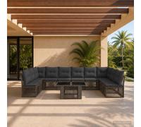 vidaXL Ensemble de canapé de Jardin 11 pc Gris polyrotin