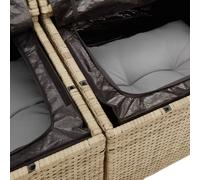 Ensemble De Canapé De Jardin 11 Pièces Vidaxl Avec Coussins Noir Poly Rattan, Canapé De Jardin 2 Places Vidaxl Avec Rangement&coussins Beige Poly Rattan