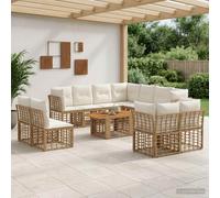 vidaXL Ensemble de canapé de Jardin 12 pc Blanc Naturel et Crème