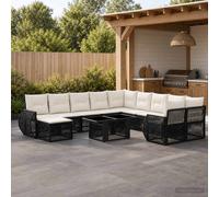 vidaXL Ensemble de canapé de Jardin 12 pc Noir et Blanc crème
