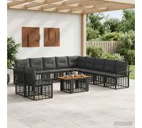 vidaXL Ensemble de canapé de Jardin 12 pc Noir et Gris foncé polyrotin
