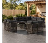 vidaXL Ensemble de canapé de Jardin 12 pc Noir polyrotin