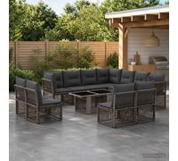 vidaXL Ensemble de canapé de Jardin 12 pc Noir polyrotin
