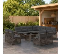 vidaXL Ensemble de canapé de Jardin 12 pc Gris et Gris foncé polyrotin