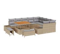 vidaXL Ensemble de canapé de Jardin 12 pièces avec Coussins Beige en rotin synthétique
