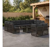 vidaXL Ensemble de canapé de Jardin 13 pc Gris polyrotin