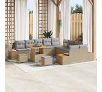 Ensemble De Canapé De Jardin 13 Pièces Avec Coussins Beige, Canapé De Jardin 2 Places Avec Rangement Et Coussins Beige, Ensemble De Salle À Manger De Jardin 3 Pièces Avec Coussins Beige