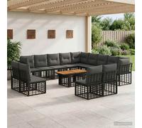 vidaXL Ensemble de canapé de Jardin 14 pc Blanc Naturel et Crème