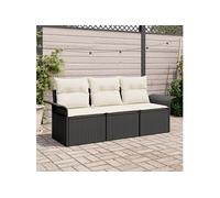 Vidaxl Ensemble De Canapé De Jardin 3 Pièces Avec Coussins En Rotin Poly Noir Noir