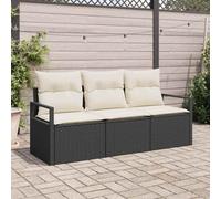 Ensemble de Canapé de Jardin 3 Pièces en Polyrotin Noir et Blanc, Salon d'Extérieur Résistant aux Intempéries avec Coussins pour Terrasse, Balcon, Jardin, Capacité 3 Personnes, Charge Max 330kg