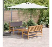 Ensemble de canapé de jardin 3 pièces, marron, 75 x 45 x 38 cm, en bois massif d'acacia, résistant aux intempéries, pour terrasse et jardin, design moderne, sièges confortables