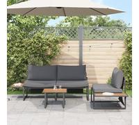 Ensemble De Canapé De Jardin 3 Pièces Vidaxl Avec Coussins Anthracite