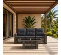 vidaXL Ensemble de canapé de Jardin 4 pc Beige et Blanc crème
